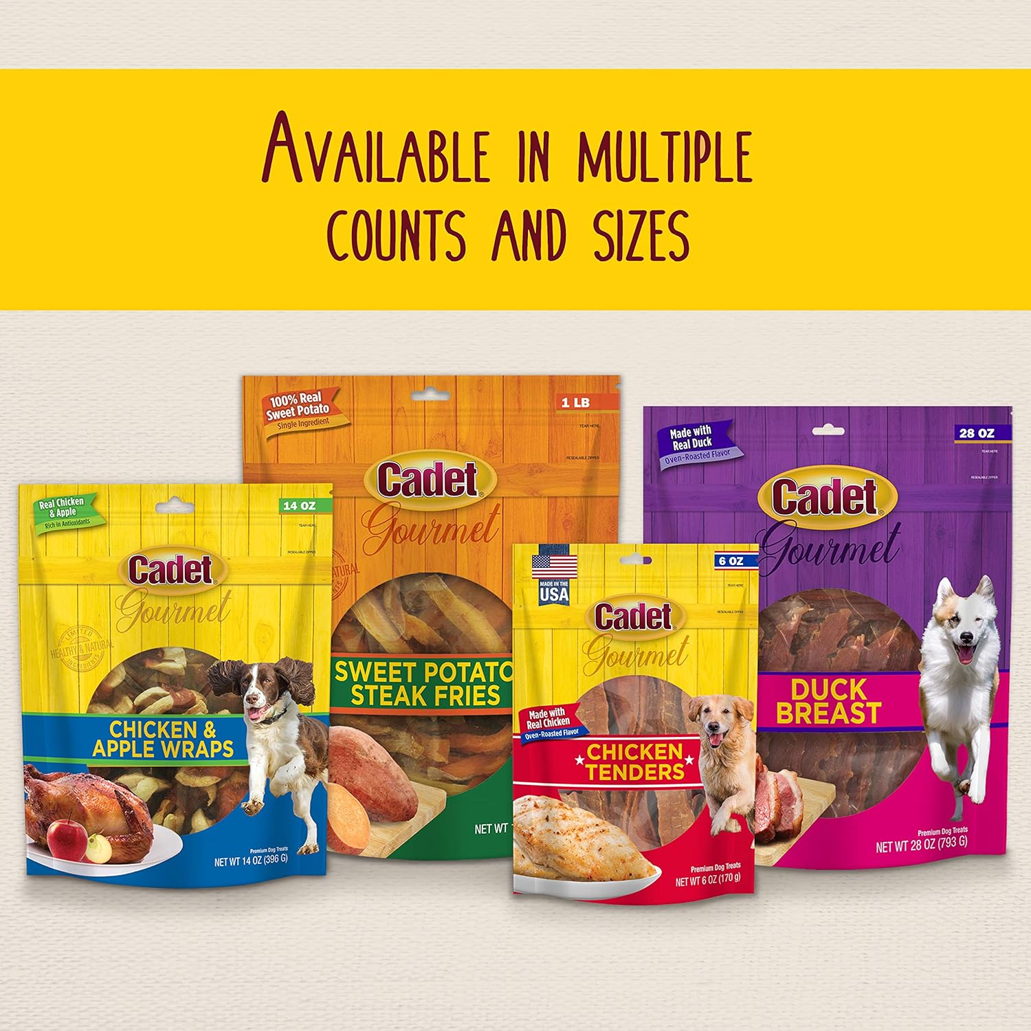 Cadet Gourmet Beef Hide & Chicken Twists Dog Treats - Healthy & Natural Rawhide & Chicken Dog Treats for Small & Large Dogs - Inspected & Tested in USA, 5 In. (14 Count) : Pet Rawhide Treats : Pet Supplies