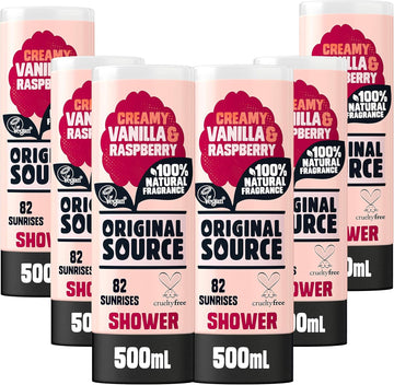 Original Source Mango Shower Gel, 100 Percent Natural Fragrance, Vegan, Cruelty Free, Paraben Free, Bulk Buy, Pack Of 6 X 500 Ml