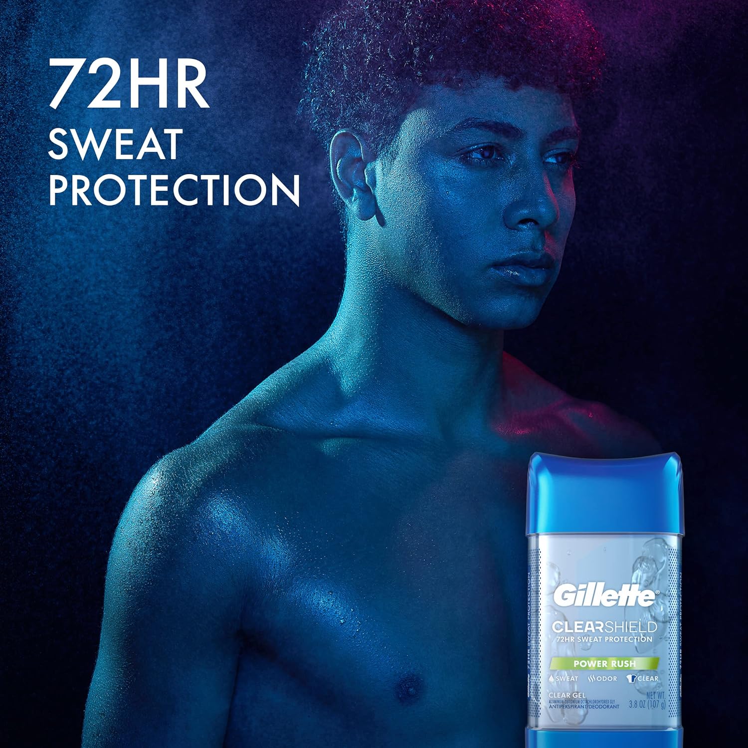 Gillette Clear Gel Power Rush Anti-Perspirant Deodorant, 3.8 Oz, Pack of 2