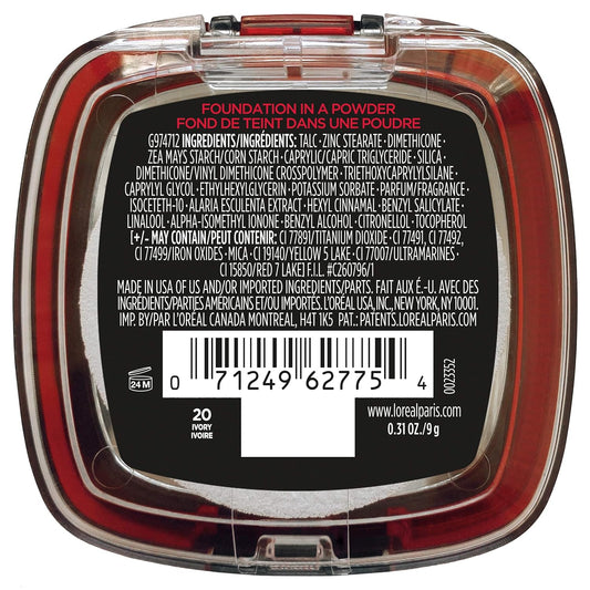 L'Oreal Paris Makeup Infallible Fresh Wear Foundation In A Powder, Up To 24H Wear, Waterproof, Ivory, 0.31 Oz