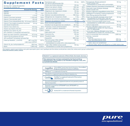 Pure Encapsulations Women'S Pure Pack - For Women Over 40 - Bone, Heart, Eye & Breast Health* - With Calcium, Dha, Epa & Coq10 - Once-Daily - 30 Packets