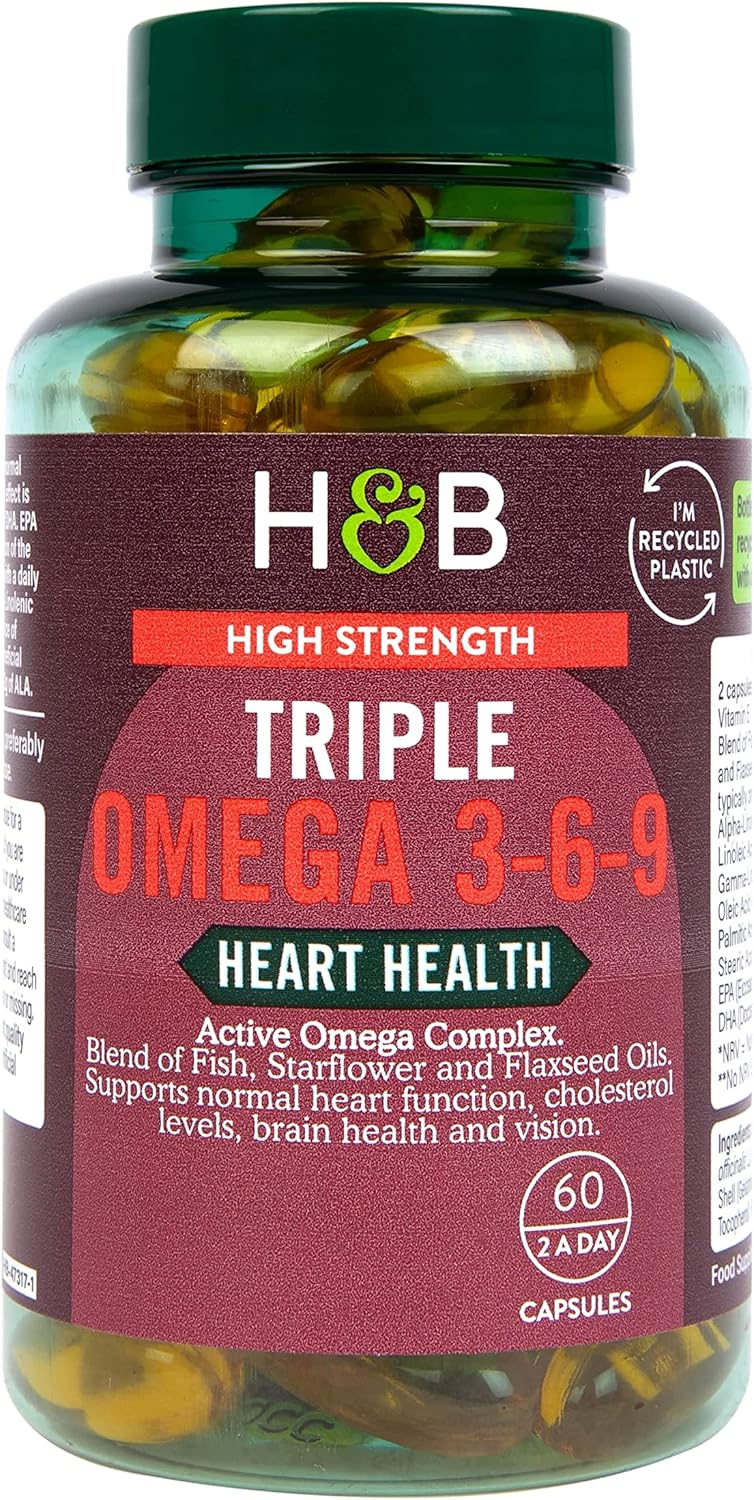 Holland & Barrett High Strength Triple Omega 3-6-9, 60 Capsules

160 Grams