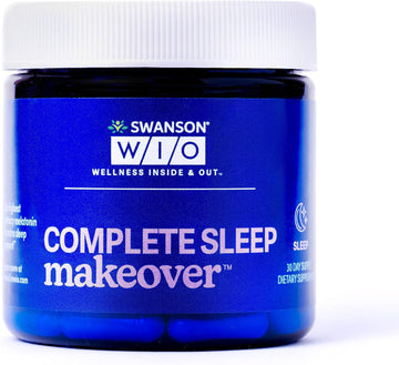 Swanson WIO™ Complete Sleep Makeover™ for Better Sleep, Relax, Relaxation, Extra Strength Circadian Sleep Cycle Support, Melatonin 10 mg, Mental Wellness -  Bottle, 30 Capsules (30-Day Supply)