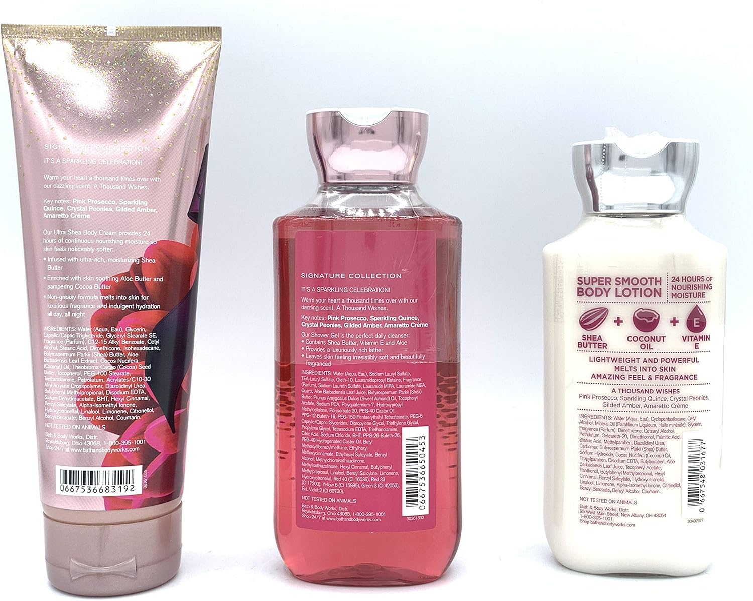 A Thousand Wishes - 3-Piece Bath And Body Works Gift Set - A Thousand Wishes Lotion + A Thousand Wishes Ultra Shea Triple Moisture Cream + A Thousand Wishes Shower Gel