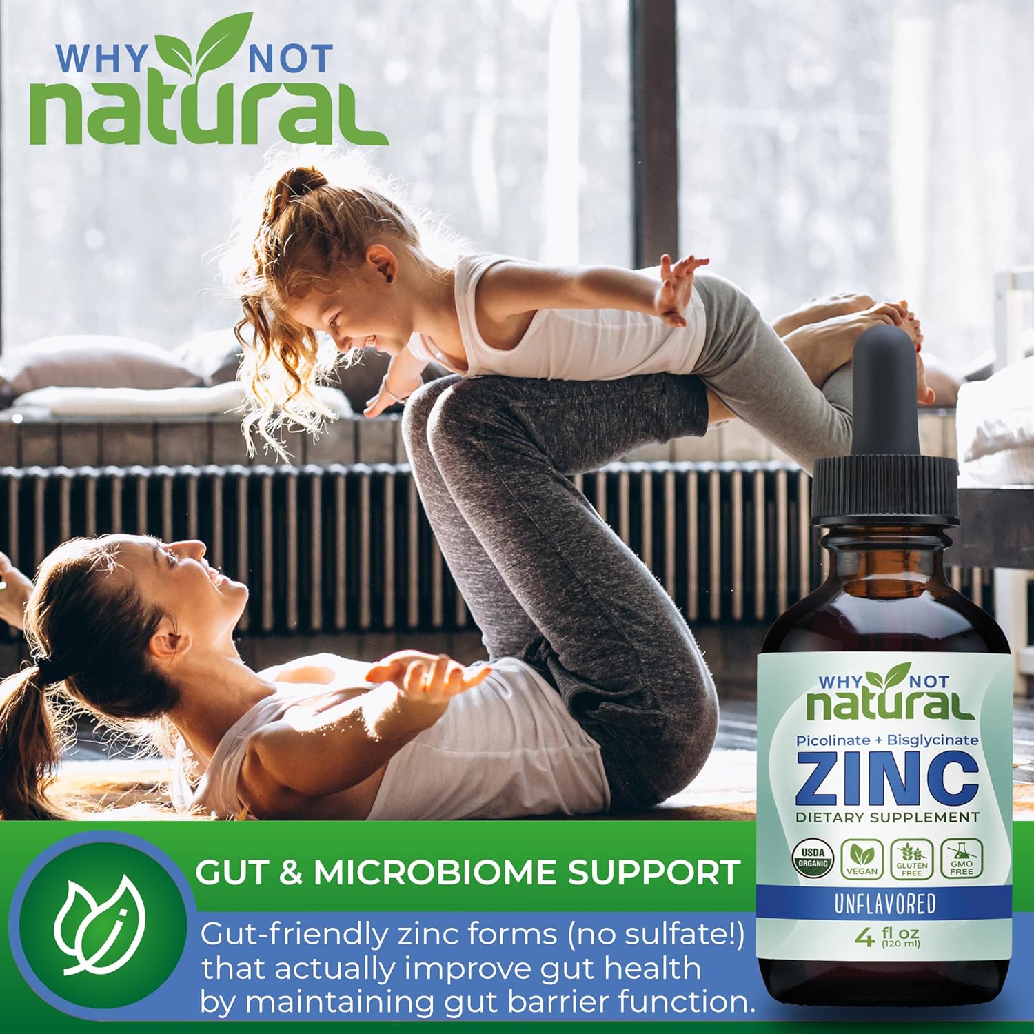 Organic Liquid Zinc Drops Supplement with Zinc Picolinate and Bisglycinate 4 fl, USDA Organic, Gluten-Free, Vegan and GMO-Free (Unflavored) : Health & Household