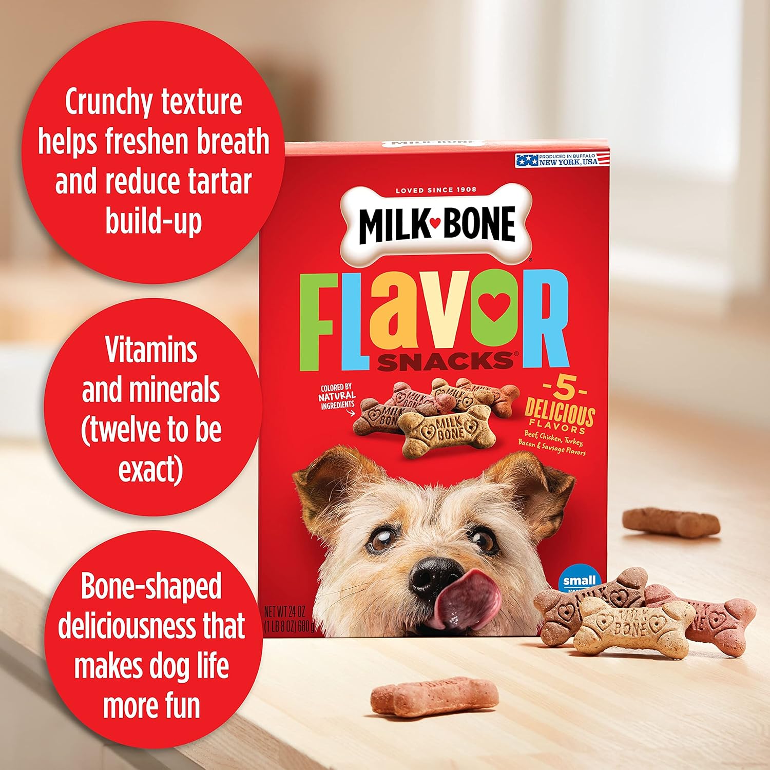 Milk-Bone Flavor Snacks Dog Treats, Small Biscuits, 7 Pound Crunchy Texture Helps Reduce Tartar : Pet Treat Biscuits : Pet Supplies