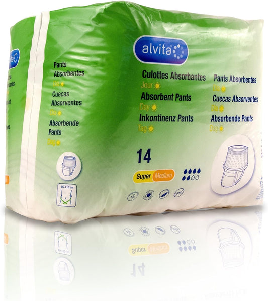 Alvita Incontinence Night Absorbent Pant, 14 Medium Pants