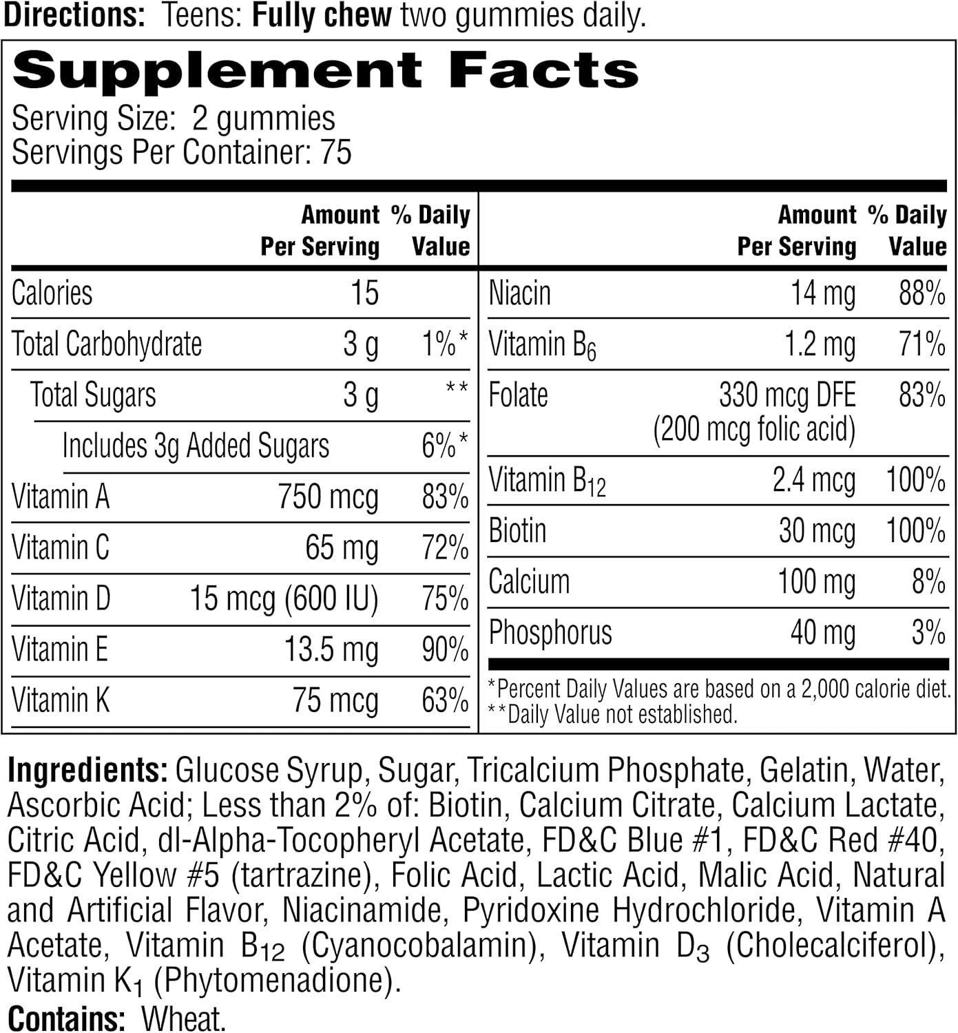 One A Day Teen for Her Multivitamin Gummies, Gummy Multivitamins with Vitamin A, C, D, E and Zinc for Immune Health Support, Physical Energy & more, 150 Count : Health & Household