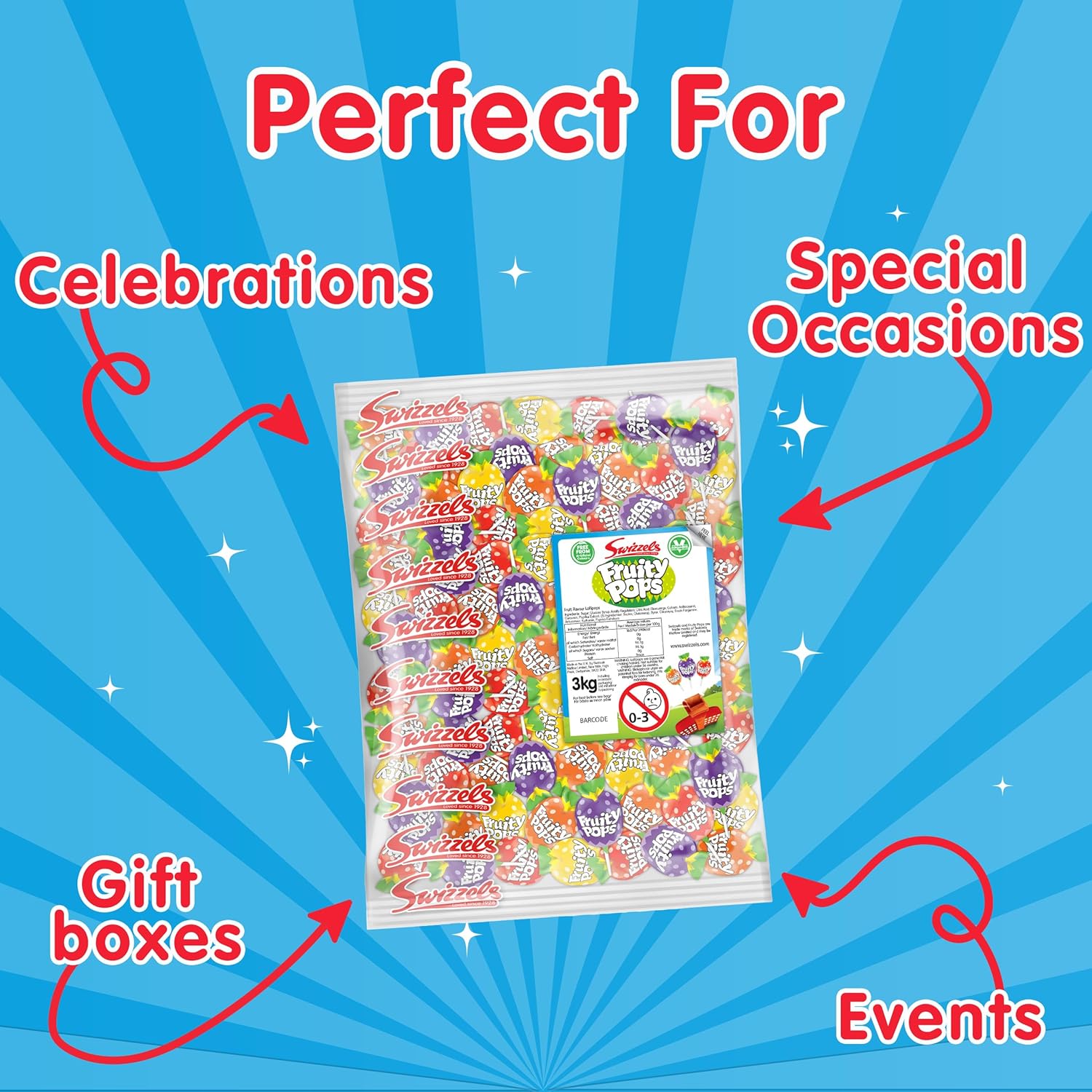 Swizzels Fruity Pops Lollies Bag 3 kg Bulk Sweets (Pack of 2) : Amazon.co.uk: Grocery