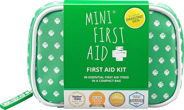 Mini First Aid Kit - 90 Items Kids First Aid Kit Includes Plasters, Bandages, Scissors, Tweezers & Burn Gel – For Car, Home, Office, Travel & Camping - Ideal For Babies & Kids – As Seen On Dragons Den