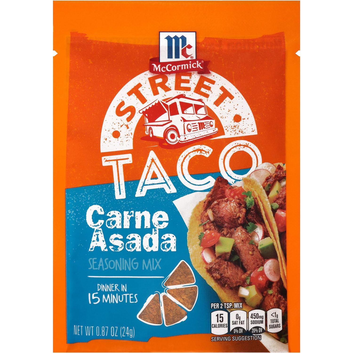 McCormick Street Taco Carne Asada Seasoning Mix, 0.87 oz (Pack of 12)