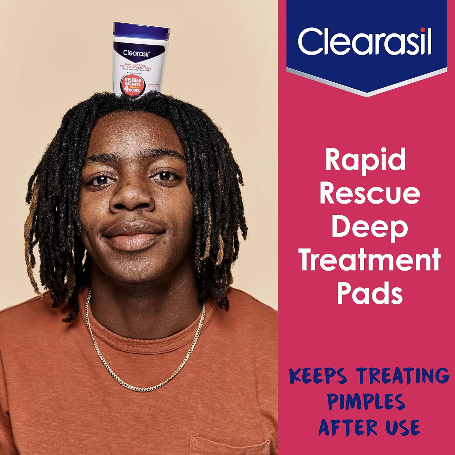 Clearasil Rapid Rescue Deep Treatment Acne Face Pads, Maximum Strenght with 2% Salicylic Acid Acne Treatment Medicine, 90 Count : Beauty & Personal Care