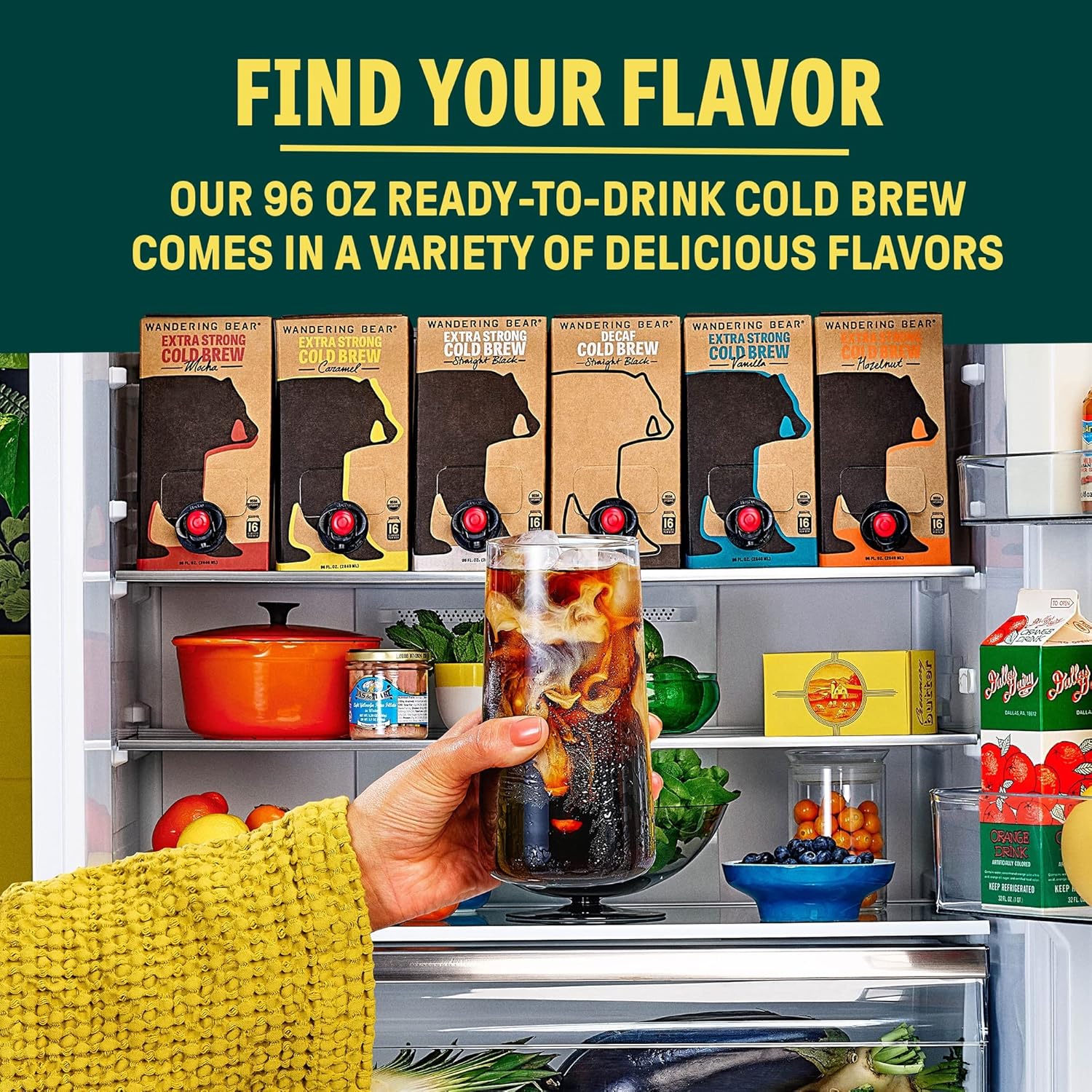 Wandering Bear Decaf Cold Brew Coffee, 32 Fl Oz, 3 Pack - Smooth, Bold, Unsweetened, Shelf-Stable, And Ready To Drink Iced Coffee, Cold Brewed Coffee, Cold Coffee