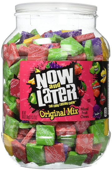 Now And Later Original Mix, Individually Wrapped Mixed Fruit Chew Candy, 60 Ounce Jar