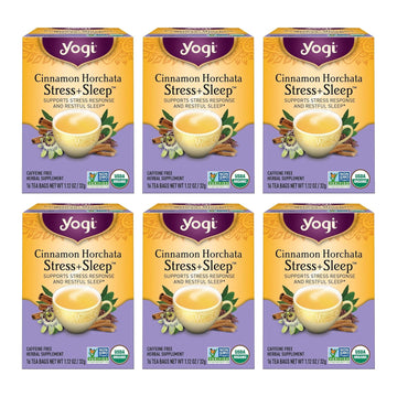 Yogi Tea Cinnamon Horchata Stress + Sleep Herbal Tea, Caffeine Free, Usda Certified Organic, Non-Gmo, 16 Tea Bags (Pack Of 6)