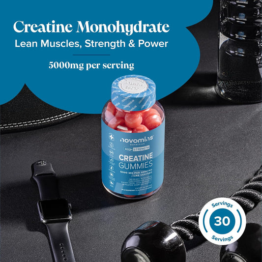 Creatine Gummies - 5000Mg Lab Verified - High Strength Monohydrate Gummies - Increase Physical Performance - Alternative To Tablets, Powder & Capsules - Novomins