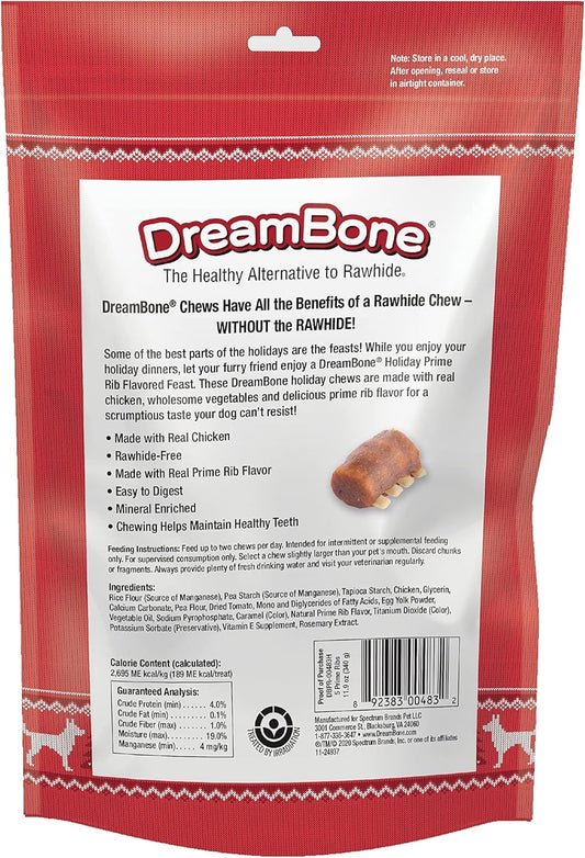 Dreambone Holiday Rawhide-Free Collection, Treat Your Dog To A Chew Made With Real Meat And Vegetables -Rib 5 Count (Pack Of 1)