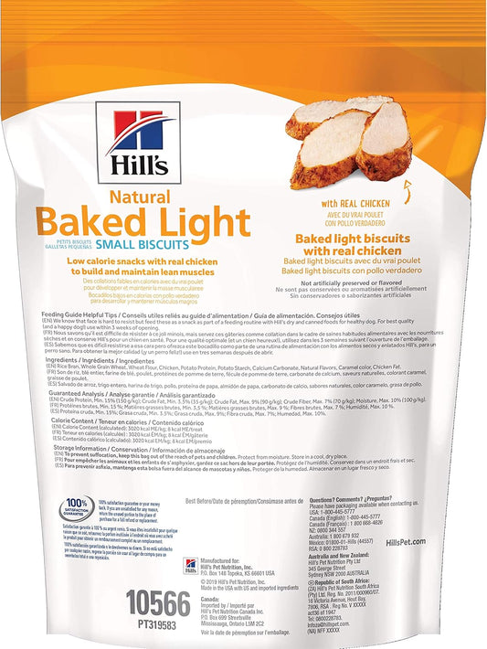 Hill'S Natural Baked Light Biscuits, All Life Stages, Great Taste, Dog Treats, Chicken (Small & Mini Breeds), 8 Oz Bag