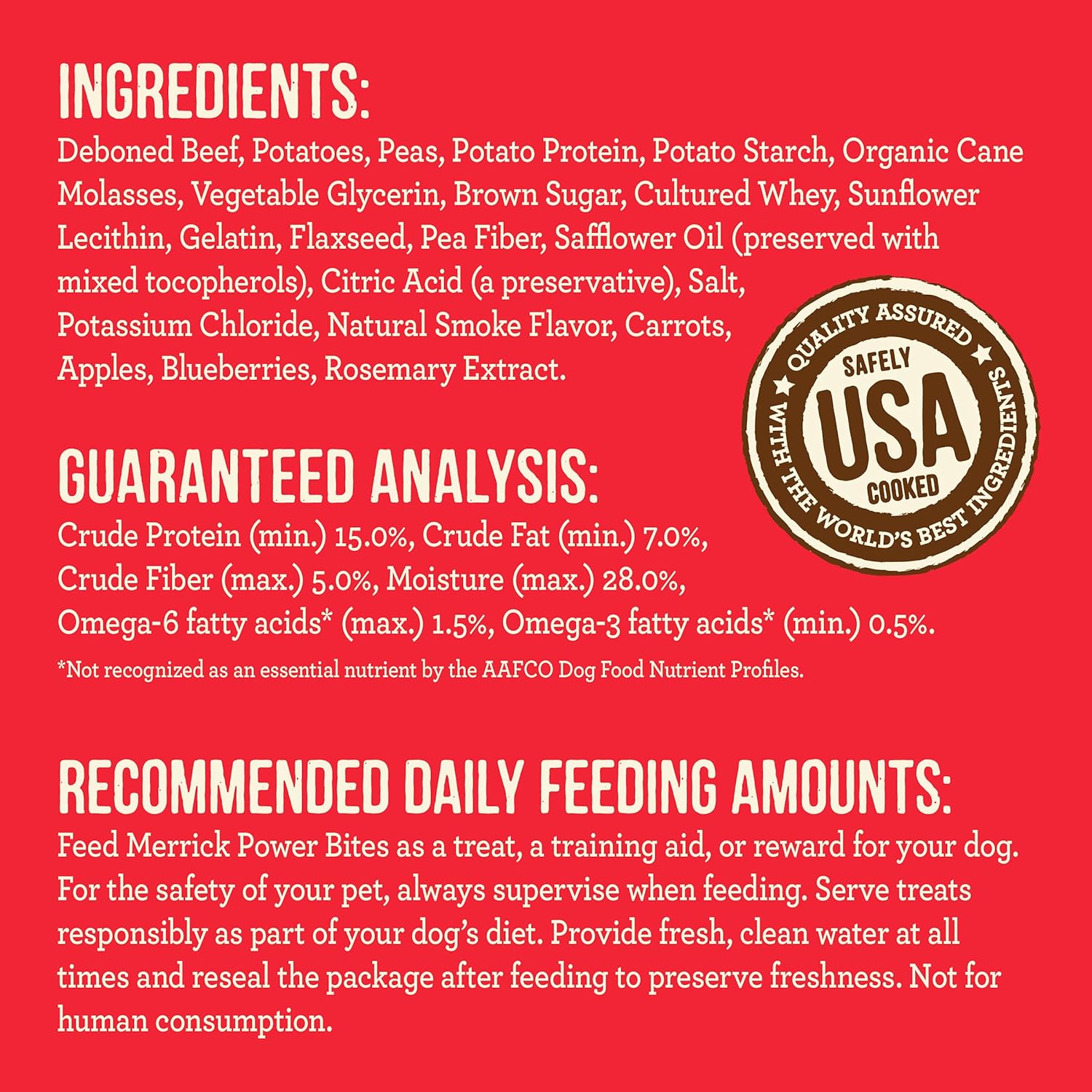 Merrick Power Bites Natural Soft And Chewy Real Meat Dog Treats, Grain Free Snack With Real Beef Recipe - 6 Ounce (Pack of 1)