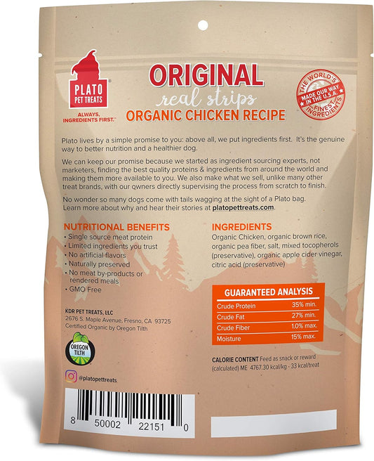 Plato Original Real Strips Organic Chicken 18Oz, Natural