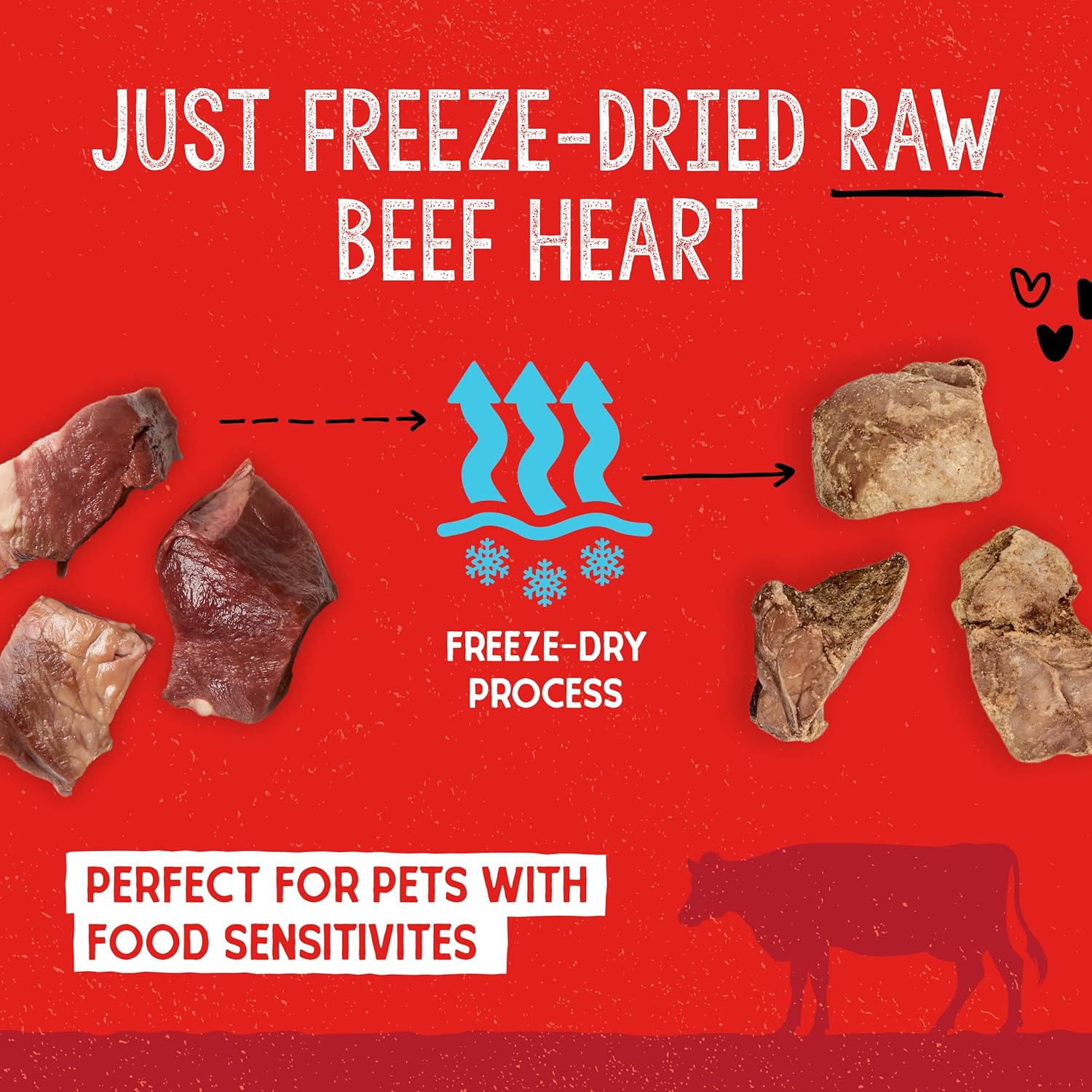 Stella & Chewy's Freeze-Dried Raw Single Ingredient Beef Heart Treats, 3 oz. Bag : Pet Supplies