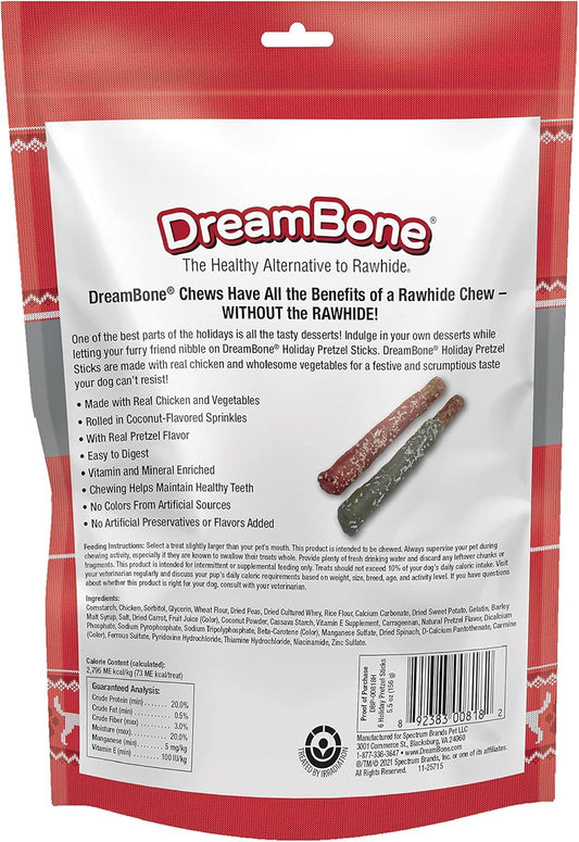 Dreambone Holiday Pretzel Sticks, 6 Count, Rawhide-Free Chews For Dogs