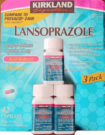 Kirkland Signature Kirkland Lansoprazole Delayed-Release Total 42 Capsules, Blue,14 Count (Pack of 3)