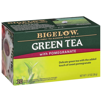 Bigelow Tea Green Tea With Pomegranate, Caffeinated Tea With Pomegranate, 20 Count Box (Pack Of 6), 120 Total Tea Bags