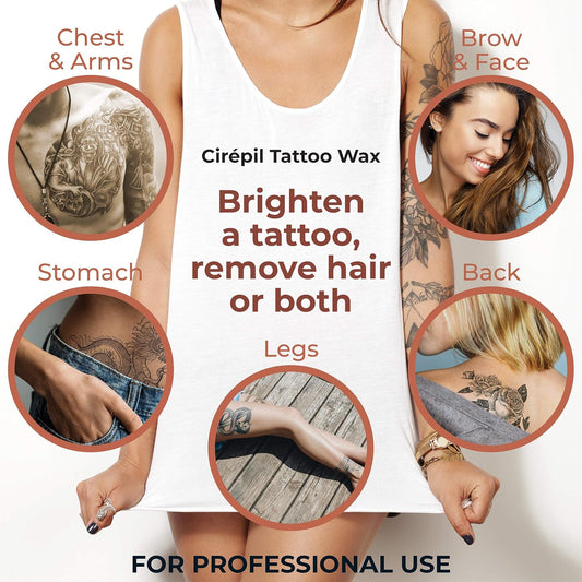 Cirepil - Tattoo - Sublim Care - 800G, 28.22Oz Patented Wax Beads For Tattooed Areas - Illuminates, Redefines & Brightens Skin