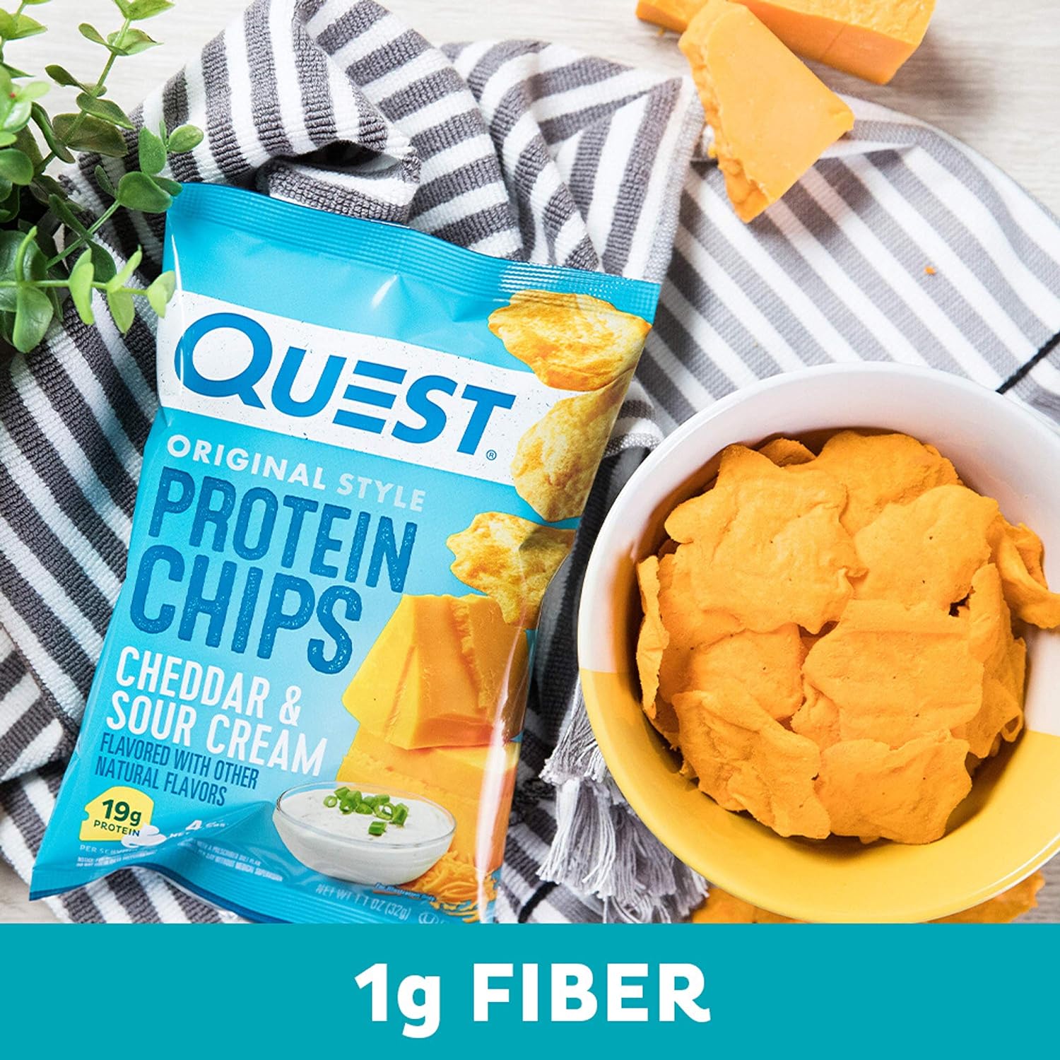 Quest Nutrition Protein Chips, Cheddar & Sour Cream, High Protein, Low Carb, 1.1 Ounce (Pack of 12)