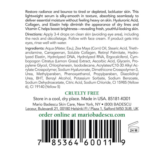 Mario Badescu Hyaluronic Emulsion with Vitamin C Face Serum - Skin Brightening Serum with Hydrating, Light, Silky Formula - Restores Radiance for Fresh and Youthful Skin, 1 Fl Oz : Beauty & Personal Care