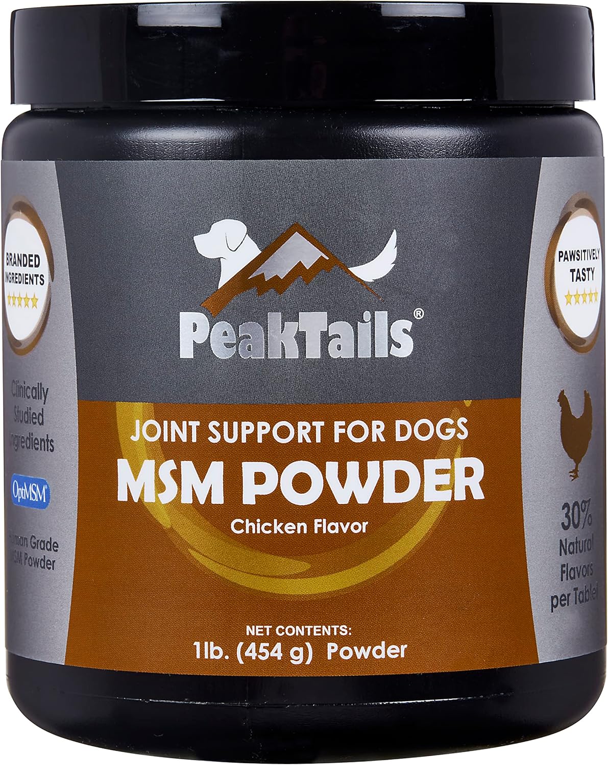 Kala Health Peaktails Chicken Flavored Msm Powder For Dogs, 1 Lb, Hip And Joint Support Supplement, Pure And Distilled Us-Sourced Msm