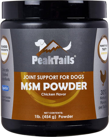 Kala Health Peaktails Chicken Flavored Msm Powder For Dogs, 1 Lb, Hip And Joint Support Supplement, Pure And Distilled Us-Sourced Msm