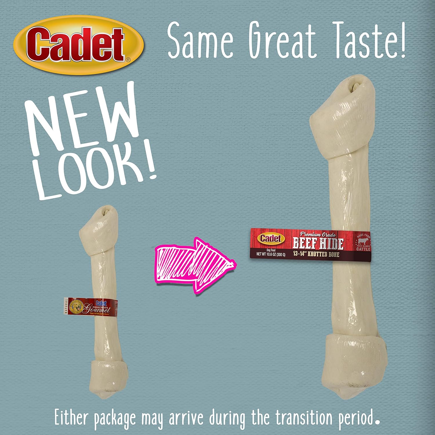 Cadet Premium Grade Beef Hide for Dogs, Long Lasting Rawhide Knotted Bones Single Ingredient Dog Chews, 13 Inch (1 Count) : Pet Rawhide Treat Bones : Pet Supplies
