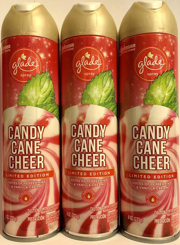 Glade Air Freshener Spray - Candy Cane Cheer - Holiday Collection 2020 - Net Wt. 8 OZ (227 g) Per Can - Pack of 3 Cans