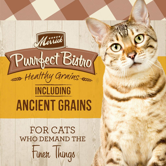 Merrick Purrfect Bistro Premium Healthy Grains Dry Cat Food For Adult Cats, Real Chicken And Brown Rice Recipe - 12.0 Lb. Bag