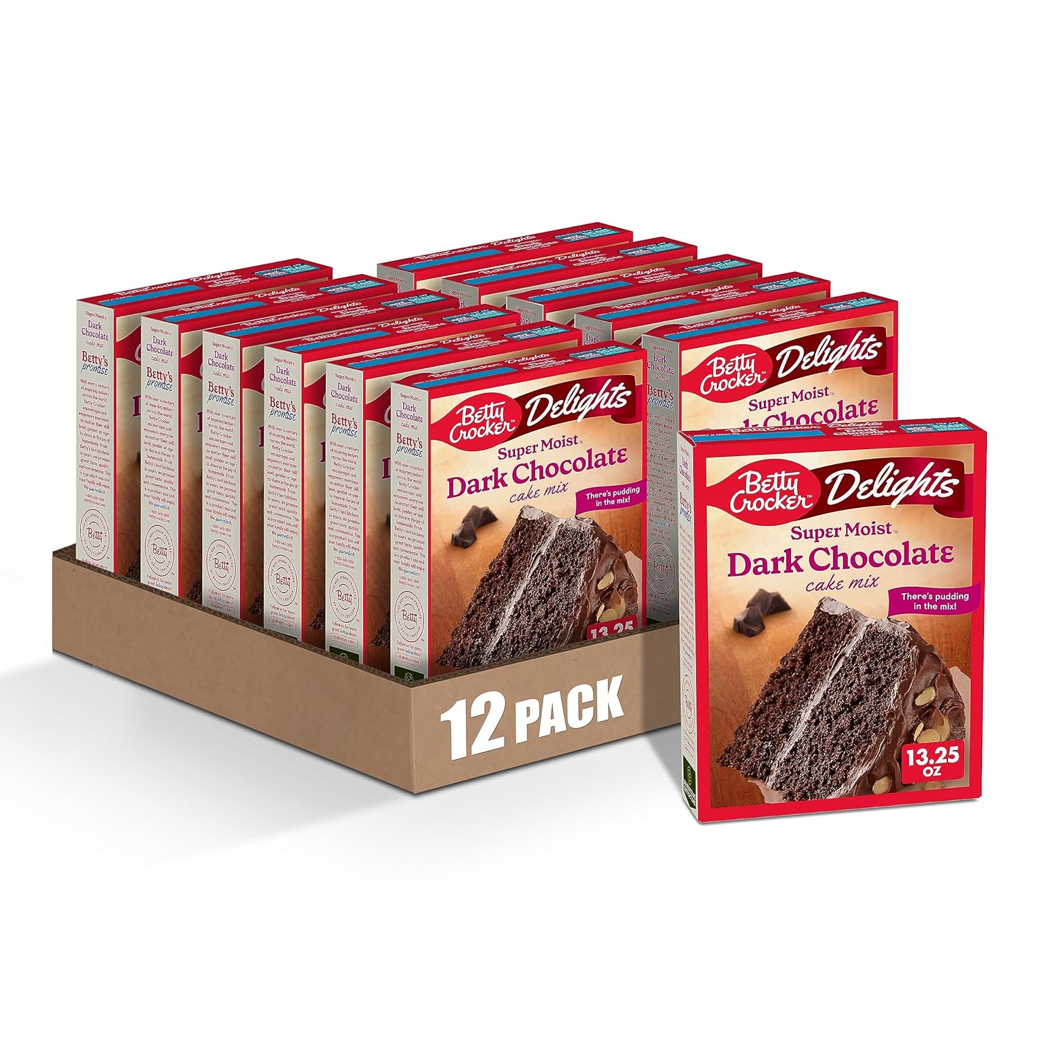 Betty Crocker Delights Super Moist Dark Chocolate Cake Mix, 13.25 oz. (Pack of 12)