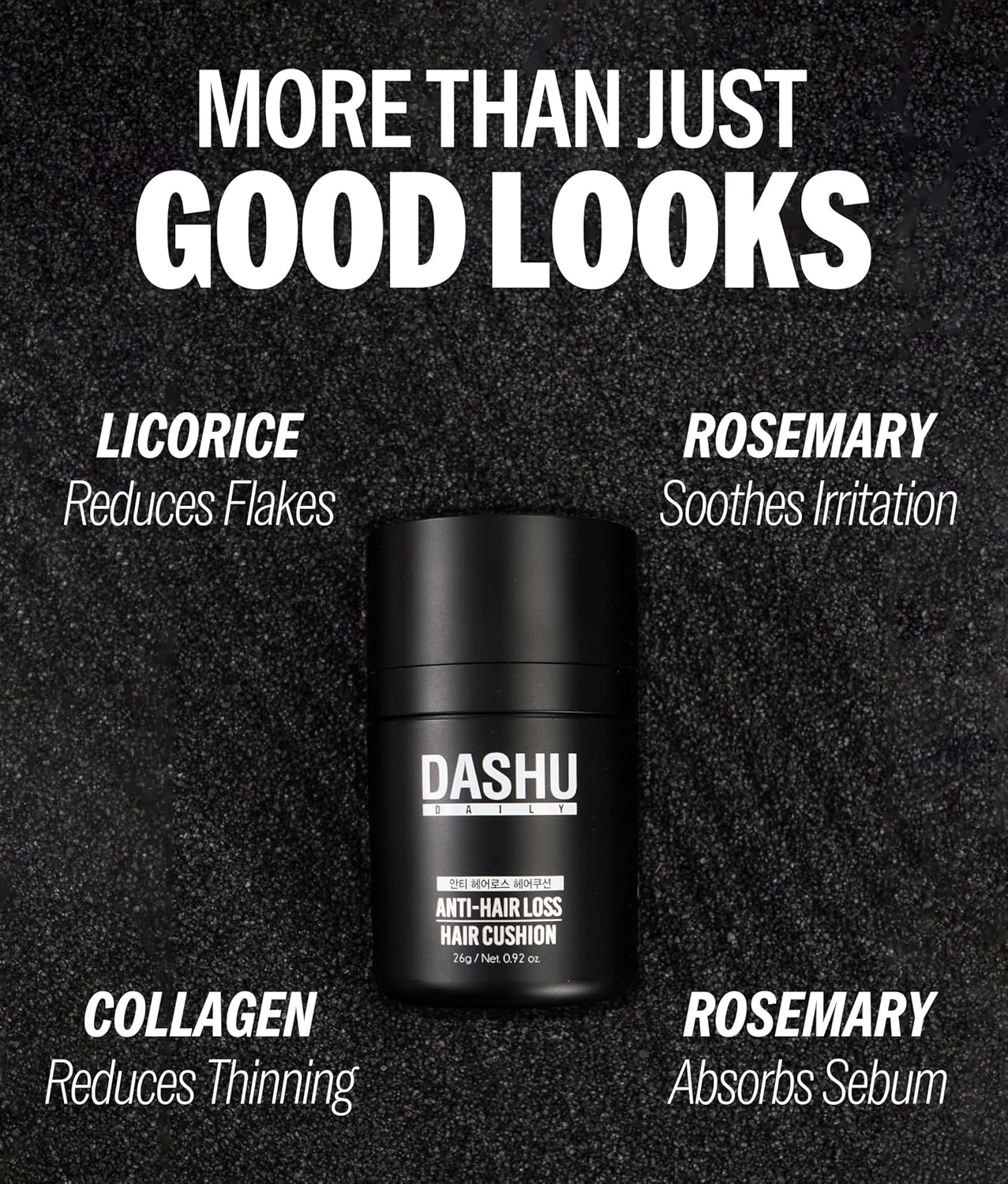 Dashu Daily Cushion For Hair Fall | Hair Fibers For Thinning Hair & Gray Hair Coverage | Root Concealer Hairline Powder | Waterproof Bald Spot Cover Up For Men 0.91Oz (Black) : Beauty & Personal Care