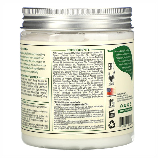 Petal Fresh Restoring Body Butter With Honey, Coconut Oil And Shea - Intense Hydration, Cruelty Free