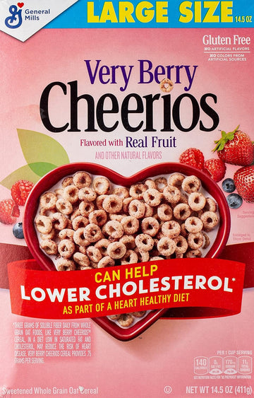 Very Berry Cheerios, Heart Healthy Cereal, Large Size, 14.5 OZ