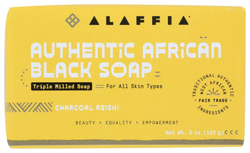 Alaffia Charcoal Reishi Authentic African Black Soap, 5 Oz