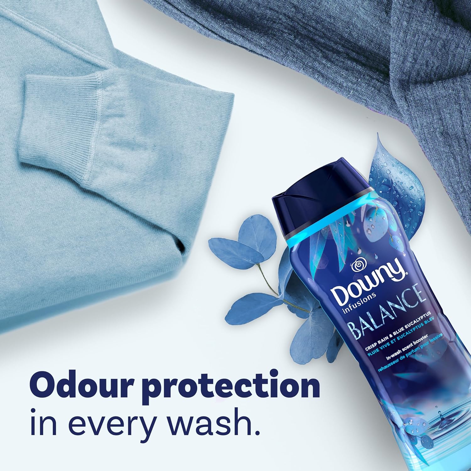 Downy Infusions In-Wash Laundry Scent Booster Beads, BALANCE, Crisp Rain and Blue Eucalyptus, 24 oz : Health & Household