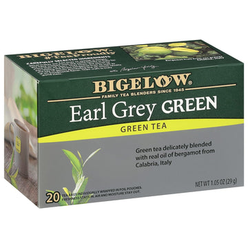 Bigelow Tea Earl Grey Green Tea, Caffeinated Tea, 20 Count Box (Pack Of 6, 120 Total Tea Bags