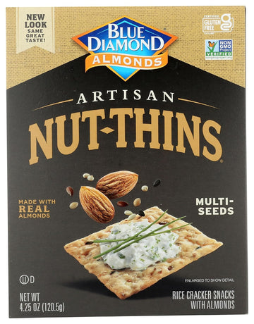 Blue Diamond Gluten Free Nut Thin Cracker Crisps, Multiseed, 4.25 Iybce