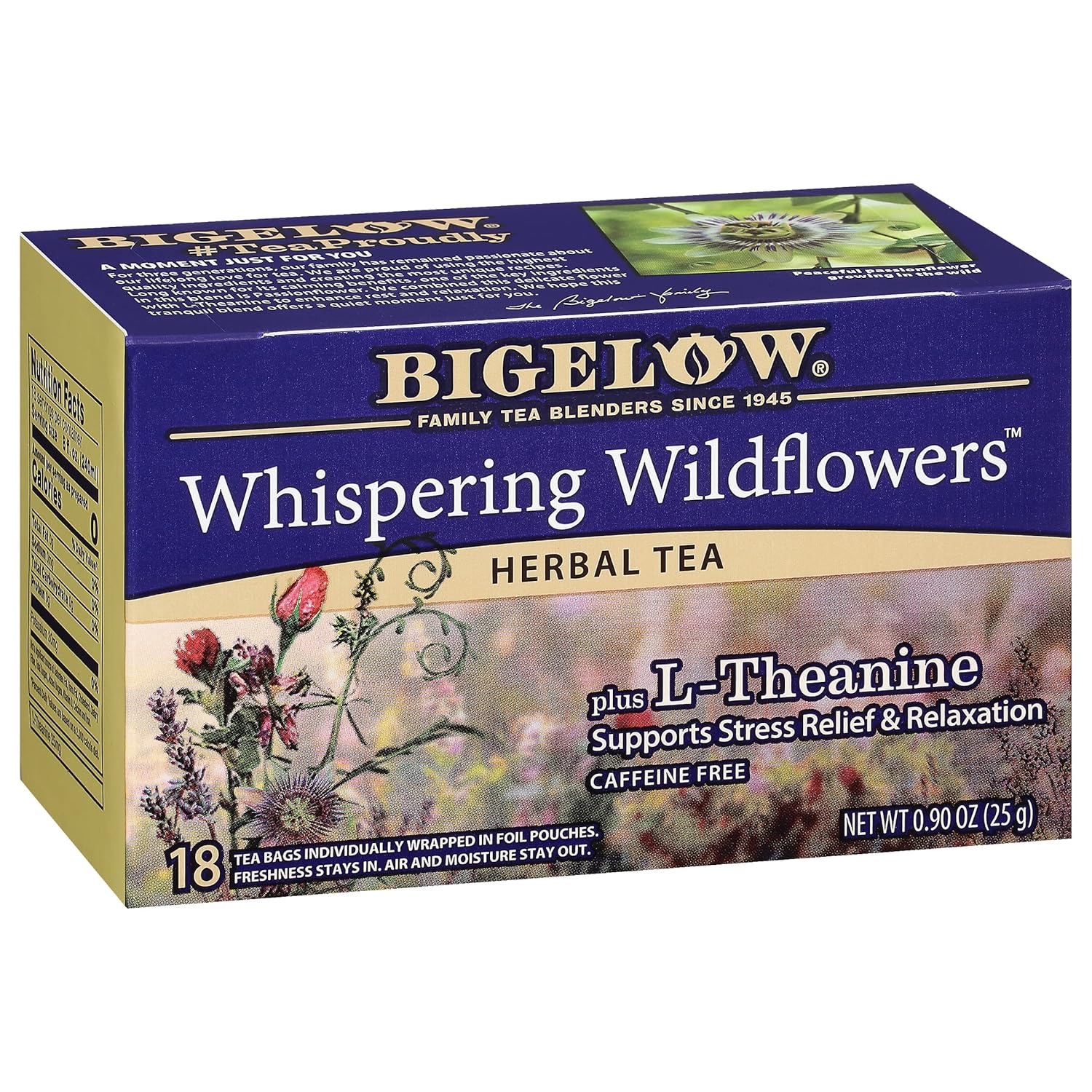 Bigelow Tea Whispering Wildflowers Plus L-Theanine, 18 Count (Pack Of 6), 108 Total Tea Bags