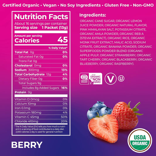 Orgain Organic Hydration Packets, Electrolytes Powder - Berry Hydro Bo