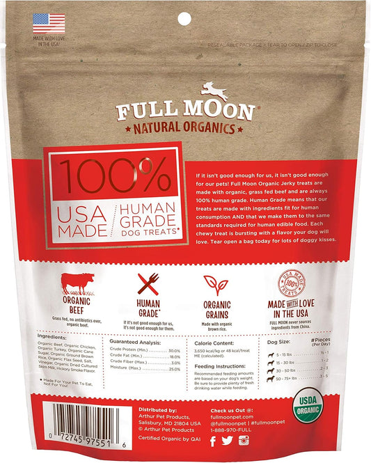 Full Moon Natural Organics Grass Fed Beef Jerky Healthy All Natural Dog Treats Human Grade 14 Oz