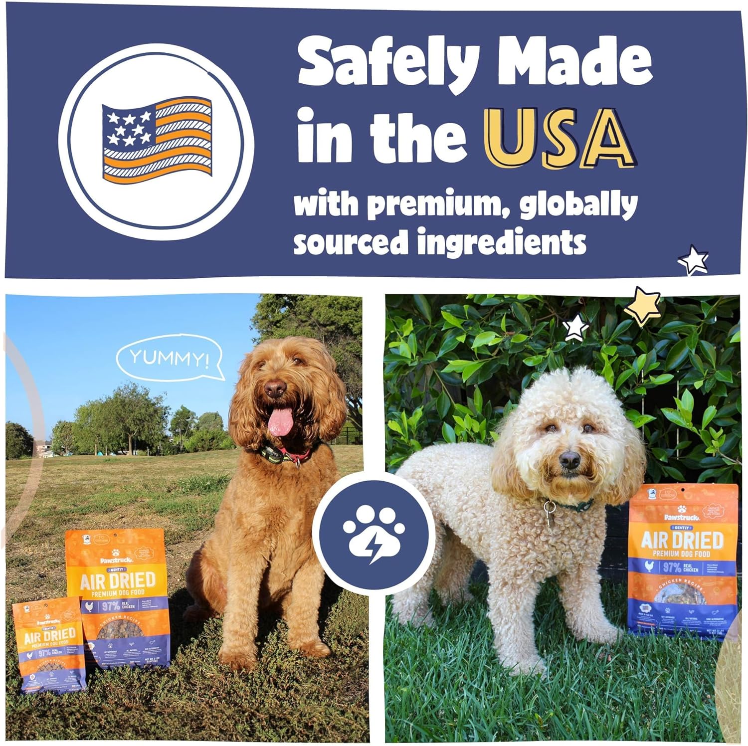 Pawstruck All Natural Air Dried Dog Food w/Real Chicken - Grain Free, Made in USA, Non-GMO & Vet Recommended - High Protein Limited Ingredient Full-Feed - for All Breeds & Ages - 2.5oz Trial Bag : Pet Supplies
