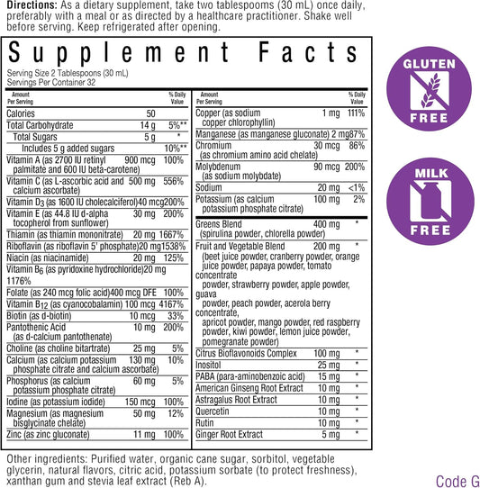 Bluebonnet Nutrition Liquid Super Earth* Multinutrient Formula, For Daily Nutritional Support*, Gluten-Free, Dairy-Free, Vegetarian-Friendly - 32 Fl Oz, 32 Servings- Tropical Fruit Flavor