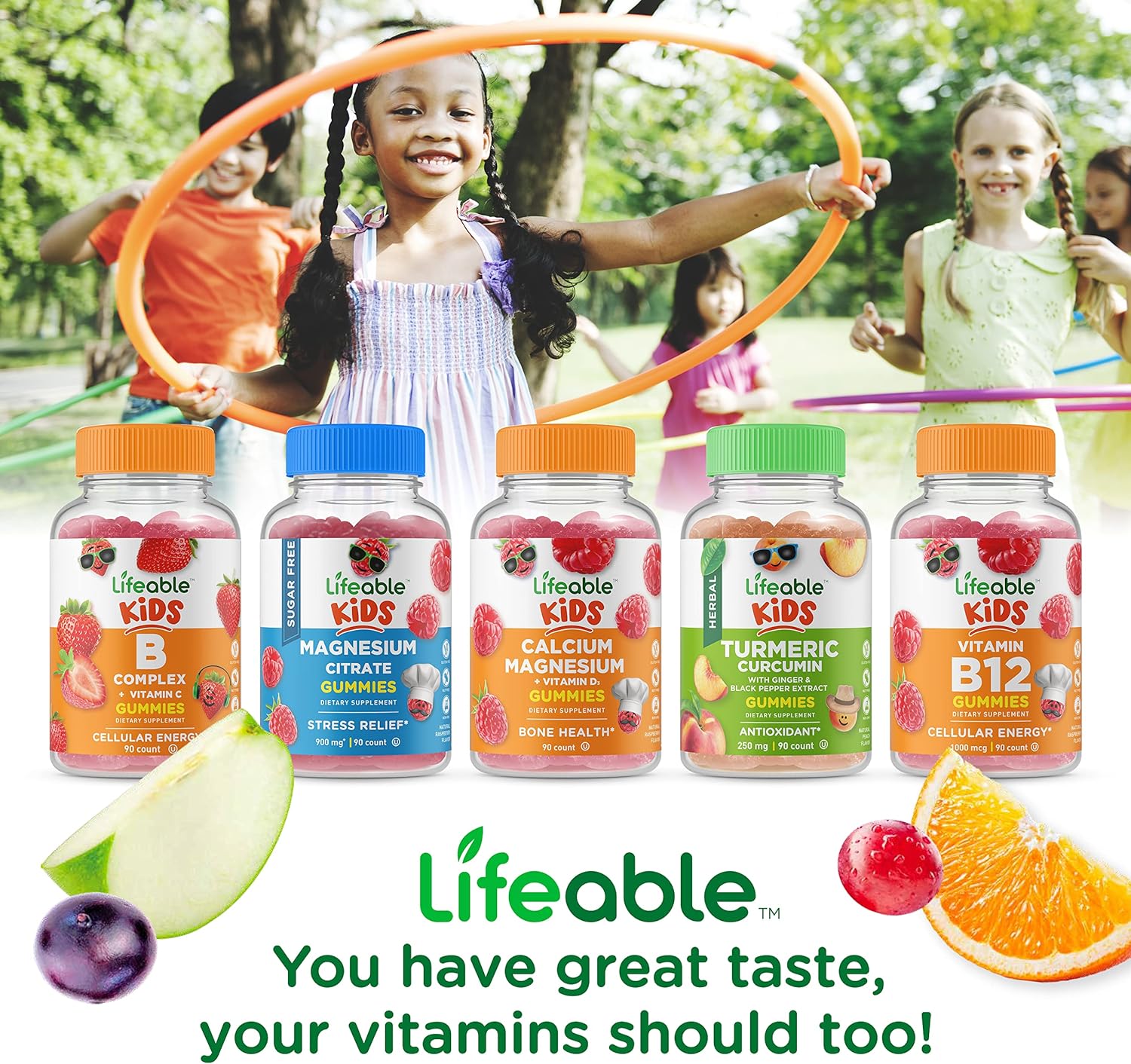 Lifeable Magnesium Citrate for Kids - Great Tasting Natural Flavor Gummy Supplement - Gluten Free Vegetarian GMO-Free Chewable - 90 Gummies : Health & Household